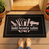 Rose Gold Glitter Beauty Salon Hairstylist Black