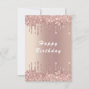 Rose Gold Glitter Birthday Card