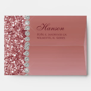 Rose Gold Glitter Birthday Invitation Envelope