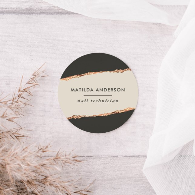 Rose gold glitter black modern elegant budget classic round sticker (Creator Uploaded)