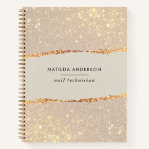 Rose gold glitter black modern elegant budget notebook