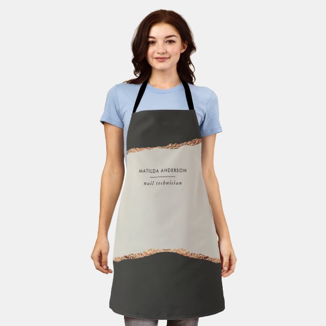 Rose gold glitter black modern elegant unique apron (Worn)