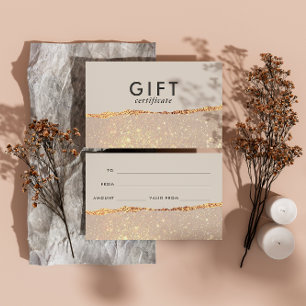 Rose Gold Glitter & Black Modern Gift Certificate