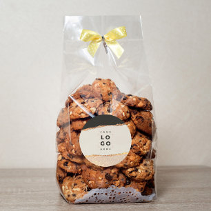 Rose gold glitter black pink modern logo branding classic round sticker