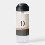 Rose gold glitter black pink modern monogram  water bottle<br><div class="desc">Rose gold glitter black pink,  rose gold black modern monogram name gift bottle</div>