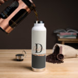 Rose gold glitter black pink modern monogram   water bottle<br><div class="desc">Rose gold glitter black pink,  rose gold black modern monogram name gift bottle</div>