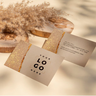 Rose gold glitter black pink modern square busines business card