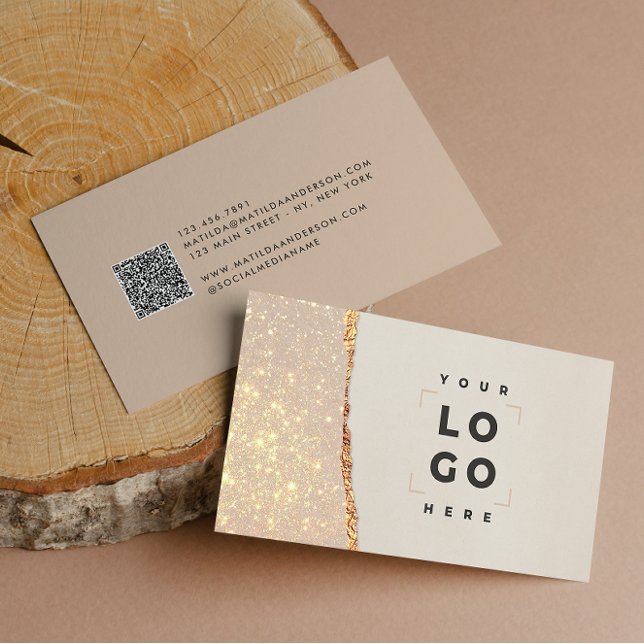 Rose gold glitter black pink modern square busines business card (Creator Uploaded)