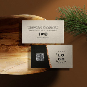 Rose gold glitter black pink modern thank you business card