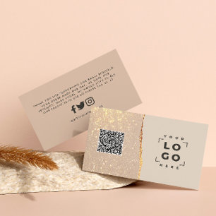 Rose gold glitter black pink modern thank you pink business card