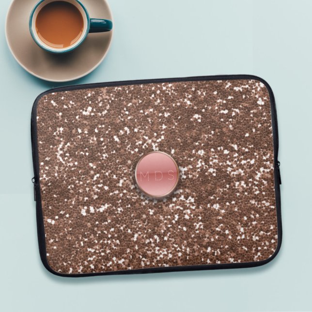 Rose Gold Glitter Bling Faux Pink Laptop Sleeve (Creator Uploaded)