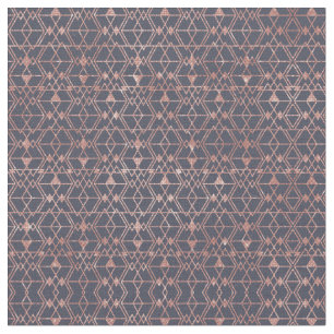 Rose Gold Glitter Blue Triangle Tribal Geometric Fabric