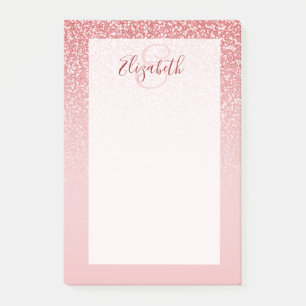 Rose Gold Glitter Blush Ombre Personalised Post-it Notes
