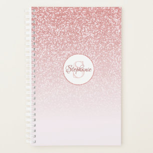 Rose Gold Glitter Blush Pink Ombre Monogram Planner