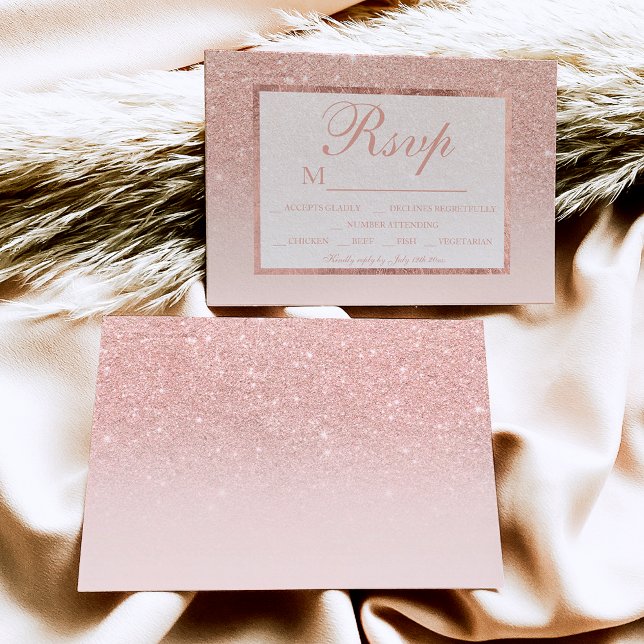 Rose gold glitter blush pink ombre RSVP wedding (Creator Uploaded)
