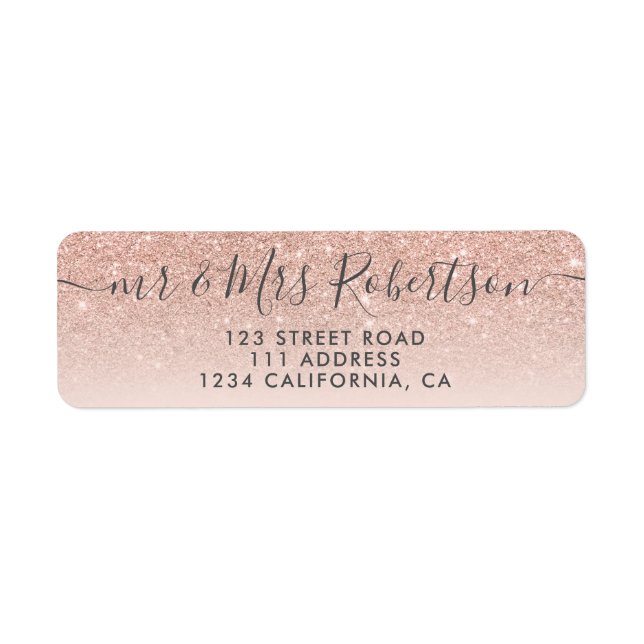 Rose gold glitter blush pink script wedding (Front)