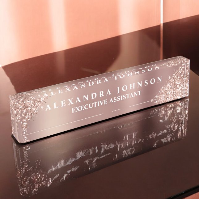 Rose Gold Glitter | Blush Pink Sparkle Glitter Nameplate (Creator Uploaded)