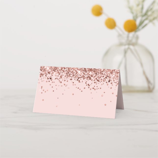 Rose Gold Glitter Blush Place Card (Front)