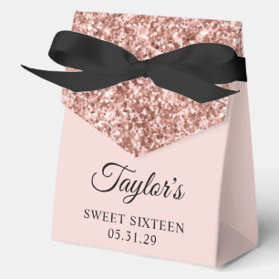Rose Gold Glitter Blush Sweet Sixteen Favour Box