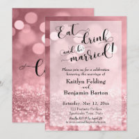 Rose Gold Glitter Bokeh Eat Drink and Be Married