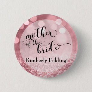 Rose Gold Glitter Bokeh Mother of the Bride 6 Cm Round Badge