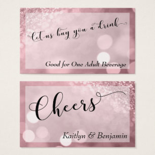 Rose Gold Glitter Bokeh Typography Drink Ticket 3