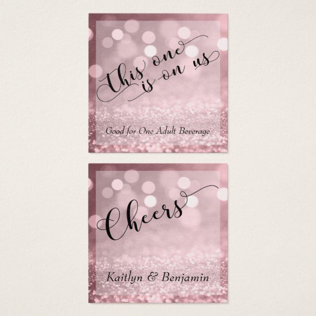 Rose Gold Glitter Bokeh &amp; Typography Drink Tickets (Front &amp; Back)