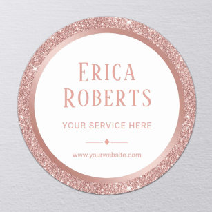Rose Gold Glitter Border Beauty Salon Promotional Classic Round Sticker