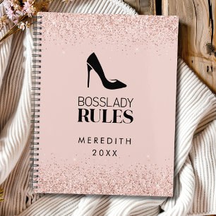 Rose Gold Glitter Boss Lady Logo Blush Planner