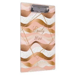 Rose Gold Glitter Brushed Design Clipboard