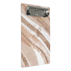 Rose Gold Glitter Brushed Design Mini Clipboard