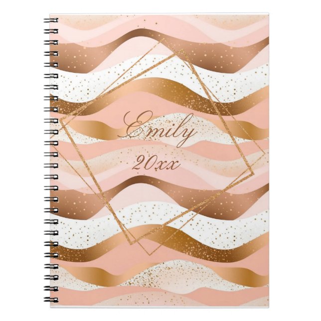 Rose Gold Glitter Brushed Design Notebook (Front)