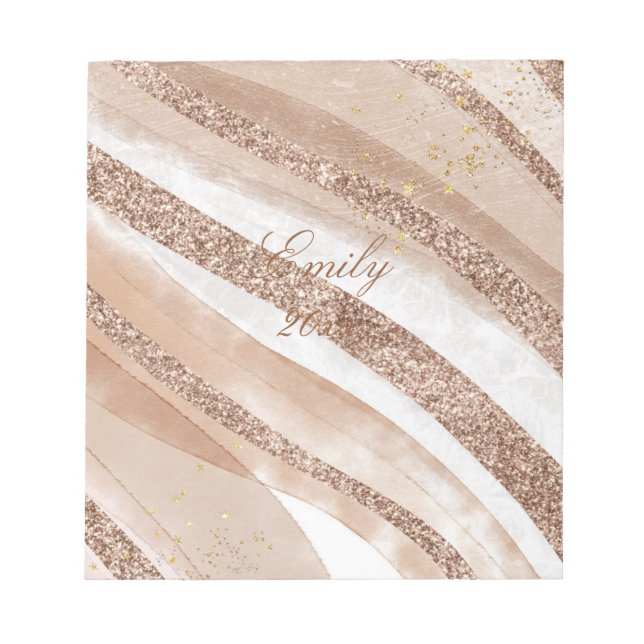 Rose Gold Glitter Brushed Design Notepad (Front)