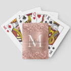 Rose Gold Glitter Brushed Metal Monogram Script
