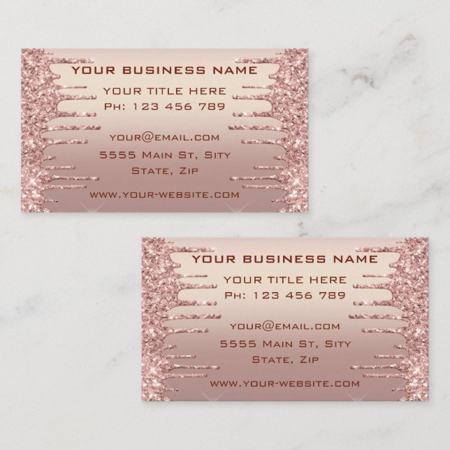 Rose Gold Glitter Business Card Design Your Own (Front/Back)