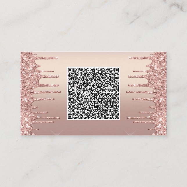 Rose Gold Glitter Business Cards with QR Code (Front)