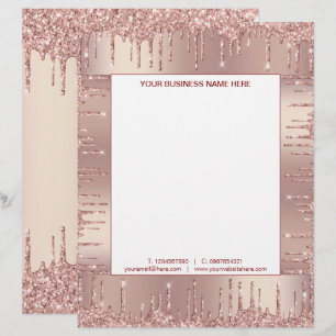 Rose Gold Glitter Business Letterhead Template