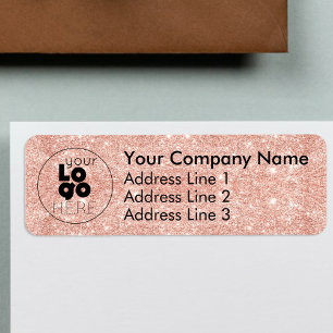 Rose Gold Glitter Business Logo Return Address