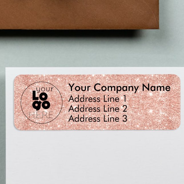 Rose Gold Glitter Business Logo Return Address (Creator Uploaded)