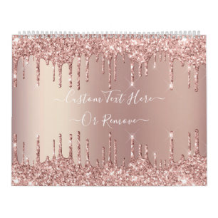 Rose Gold Glitter Calendar Personalised Text Name