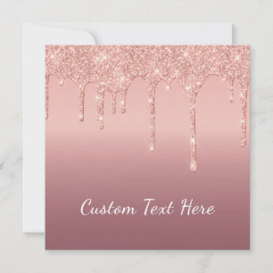 Rose Gold Glitter Cards Personalised Custom Text