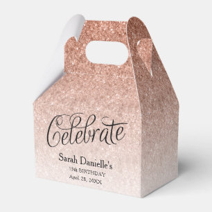 Rose Gold Glitter Celebrate Custom Birthday Favour Box
