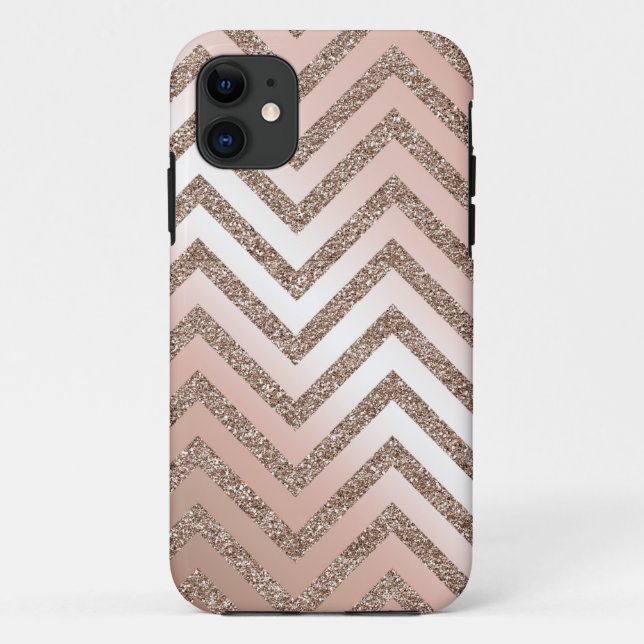 Rose gold glitter chevron case (Back)