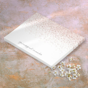 Rose Gold Glitter Chic Script Custom Message  Post-it Notes