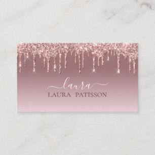 Rose Gold glitter chic script with monogram Business Card