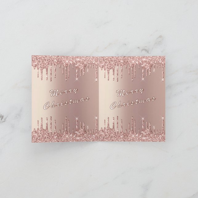  Rose Gold Glitter Christmas Card (Inside)
