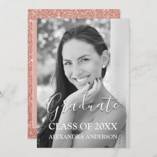 Rose Gold Glitter Class of 2018 Graduation Party Invitation