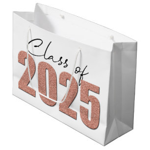 Rose Gold Glitter Class of 2025 Large Gift Bag