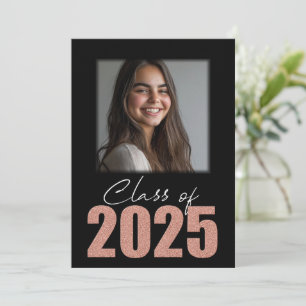 Rose Gold Glitter Class of 2025 Photo Announcement