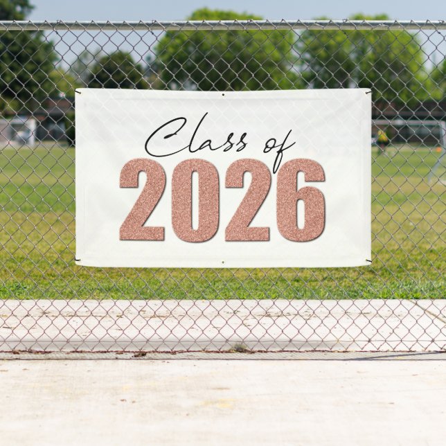 Rose Gold Glitter Class of 2026 Banner (Insitu)